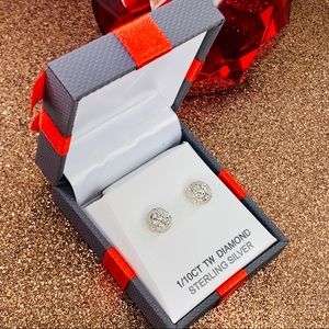 Genuine Diamond Stud Earrings in Sterling Silver